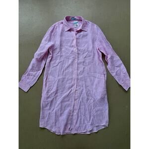 J. Mclaughlin Pink Long-Sleeve Button-Up Shirt Dress (Size Small)